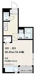 SKリデンテ白井笹塚I・II 1Kの間取図画像