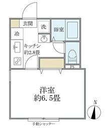 カレラコート大山 1Kの間取図画像