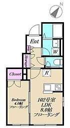 シティハイムポプラ 1LDKの間取図画像