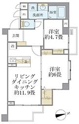 リエール若松町 5階2LDKの間取り