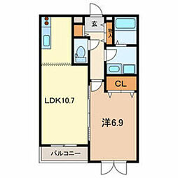 ミルクリーク川口 1LDKの間取図画像