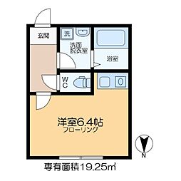 フェリチタ住吉 3階ワンルームの間取り