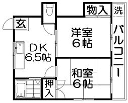 エムロード上神田 2DKの間取図画像