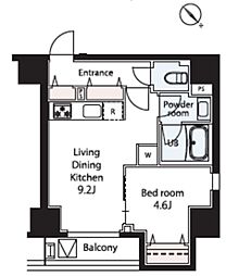 ディアワンコート王子飛鳥山 6階1LDKの間取り