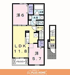 ラブリーコート6 2LDKの間取図画像