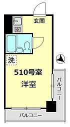 茅場町スカイハイツ ワンルームの間取図画像