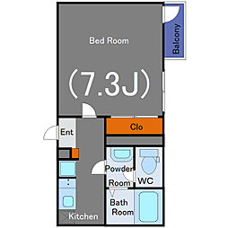 メゾン　フォーレスト 2階1Kの間取り