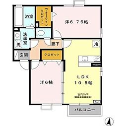 サニーハウスA 2LDKの間取図画像