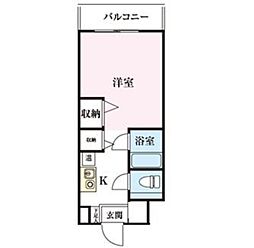 アカデミア清新 1Kの間取図画像