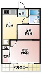 ガーデンハイツフタバ 2Kの間取図画像
