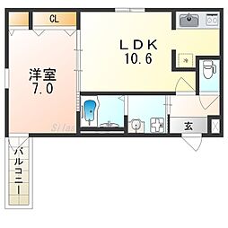 イノベーション鳳 1LDKの間取図画像