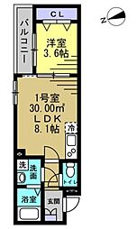 Ｖｉｌｌａｇｅ Ｌｕｍｉｎｏｕｓ 3階1LDKの間取り