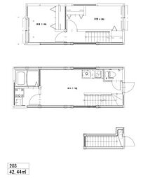 ソルナクレイシア都立大学 3階2DKの間取り