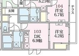 アローマ王本町 1DKの間取図画像