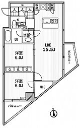アーデン芝公園 14階2LDKの間取り