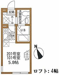 ハーミットクラブハウスマットーネB ワンルームの間取図画像