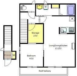 クレールM 2階1LDKの間取り
