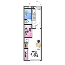 レオパレスサンシャイン陵南 1Kの間取図画像