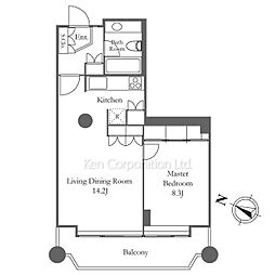 赤坂溜池タワー 1LDKの間取図画像