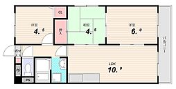 サンエール板宿 3LDKの間取図画像