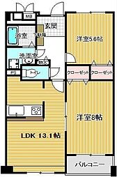 グロリエッテ 2LDKの間取図画像