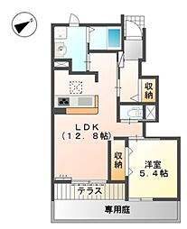 コーラルヴィラ出島A 1LDKの間取図画像