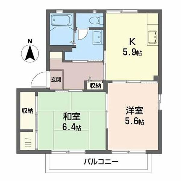 トミーガーデン　Ｆ 202｜福島県福島市本内字南古舘(賃貸アパート2K・2階・43.00㎡)の写真 その2