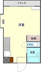 フジメイトA ワンルームの間取図画像