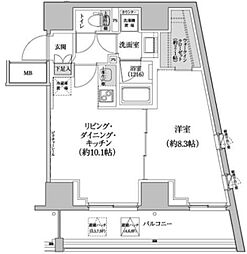 パークハビオ渋谷本町レジデンス 1LDKの間取図画像