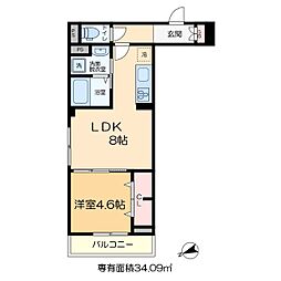 セレスティア亀有 1階1LDKの間取り