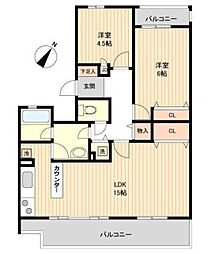 セレーノ大宮 D棟 4階2LDKの間取り