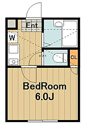 アークフローレス 1Kの間取図画像