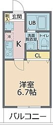 パームコテージ十八番館 1Kの間取図画像