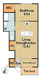 小田急多摩線 栗平駅 徒歩23分の賃貸アパート 1階1LDKの間取り