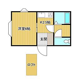 ヴィラ友丘 1Kの間取図画像