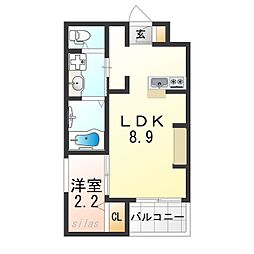 エヌエム・キャトフ・ヴァン・ディズヌフ 1LDKの間取図画像