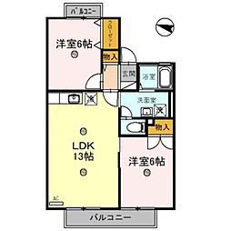 プリシェール 2LDKの間取図画像