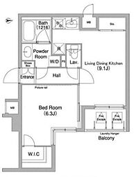 コンフォリア目黒長者丸 1LDKの間取図画像