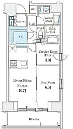 リテラス西日暮里 2階1LDKの間取り