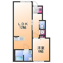 ハイツ光容A 1LDKの間取図画像