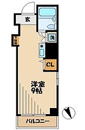 フラット九段南 6階ワンルームの間取り