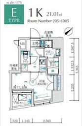 MAXIV国立矢川 1Kの間取図画像