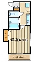 コスモ千川 2階1Kの間取り