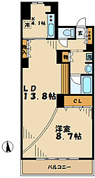 ロイヤルパークス若葉台 1LDKの間取図画像