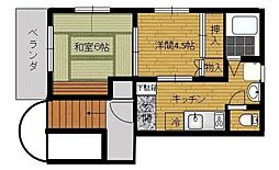 アーバンヒルズ東川口 2Kの間取図画像