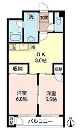 ロゼ下目黒 3階2DKの間取り