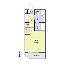 グランレジデンス 2階1Kの間取り