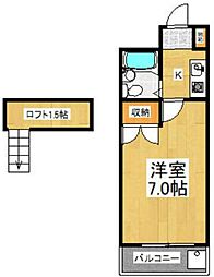 サニーライフ四谷 3階1Kの間取り