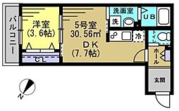 ALTO松戸 1DKの間取図画像
