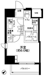 ティモーネ立川 1Kの間取図画像